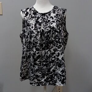 Nine West sleeveless black and white embellished top